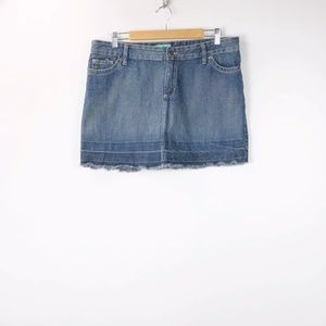 Steve & Barry's Medium Wash Raw Edge Denim Skirt